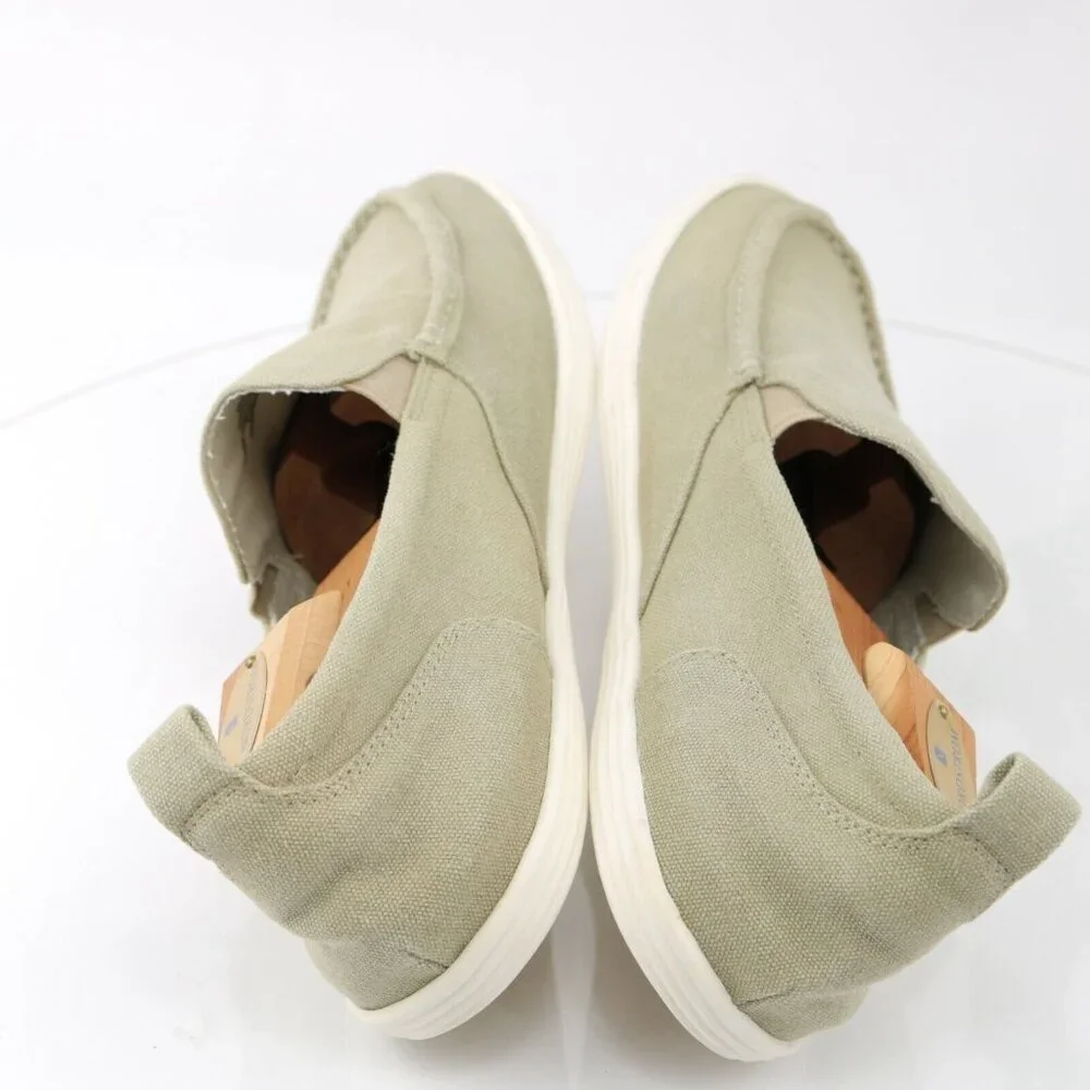 The Rail Mens Stockton Slip On Shoe‎ Size 10 Tan Khaki Canvas Moc Toe Casual
